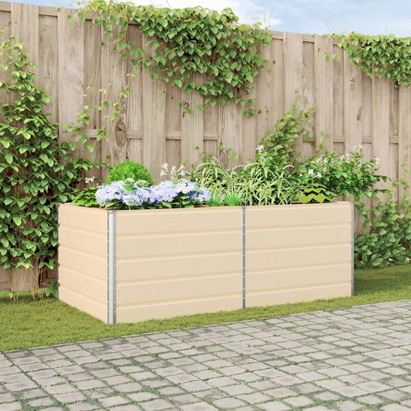 vidaXL Planter Ivory 195 x 100 x 75 cm Galvanised Steel