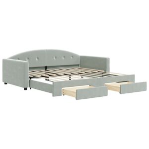 vidaXL Daybed with Trundle&Drawers without Mattress Light Grey 90x190 cm