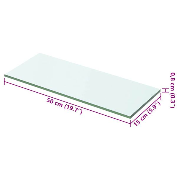 vidaXL Shelf Panel Glass Clear 50x15 cm