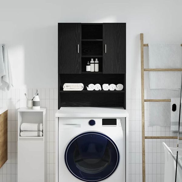 vidaXL Washing Machine Cabinet Black Oak 70.5x25.5x90 cm