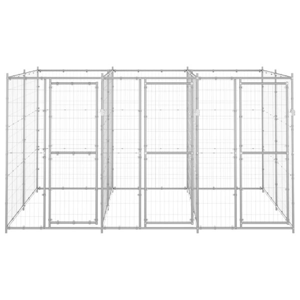 vidaXL Outdoor Dog Kennel Galvanised Steel 7.26 m&sup2;