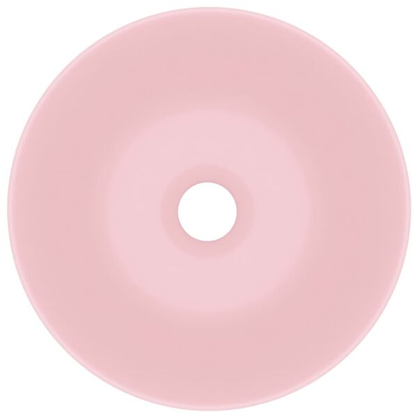vidaXL Bathroom Sink Ceramic Matt Pink Round