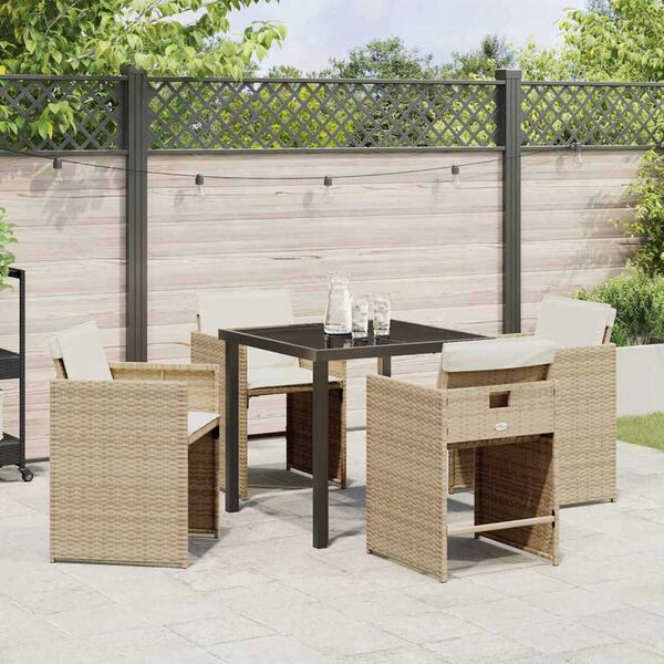 vidaXL Garden Dining Set 5 pcs Beige Poly Rattan