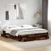 vidaXL Bed Frame with Drawers without Mattress Smoked Oak 200x200 cm