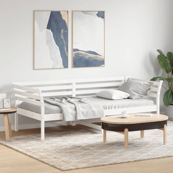 vidaXL Day Bed without Mattress White 90x200 cm Solid Wood Pine