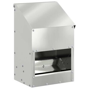 vidaXL Chicken Feeder Silver 21 x 16 x 33 cm Galvanised Steel