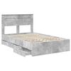 vidaXL Bed Frame with Drawer Concrete Grey 120 x 190 cm Engineer Wood
