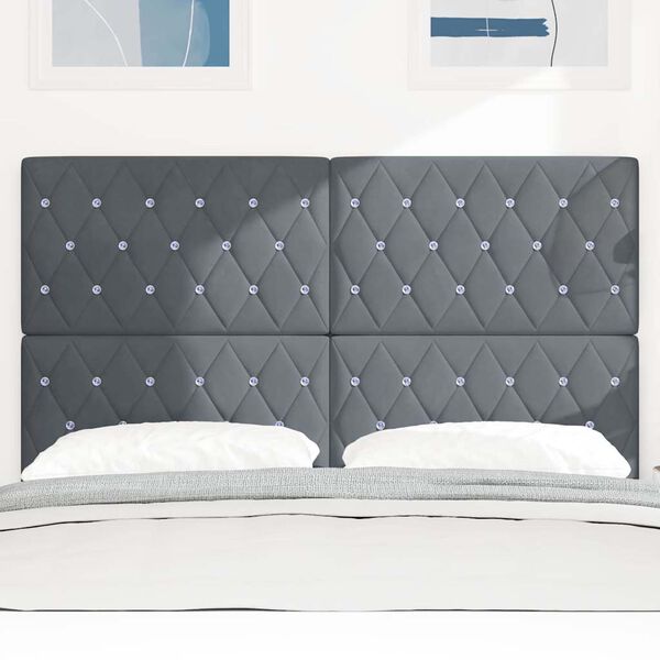 vidaXL Headboard with Headboard Dark Grey 144 cm Faux Leather