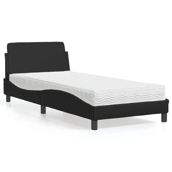 vidaXL Bed with Mattress "Dover" Black Single Faux Leather