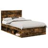 vidaXL Bed Frame with Storage Smoked Oak 120 x 190 cm Solid Pine Wood