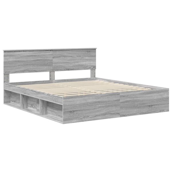 vidaXL Bed Frame Grey Sonoma 200 x 200 cm Engineered wood