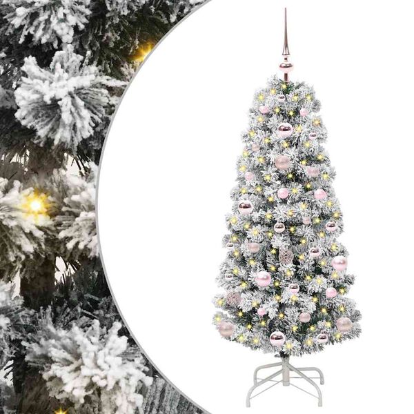 vidaXL Artificial Hinged Christmas Tree Green and White 120 cm