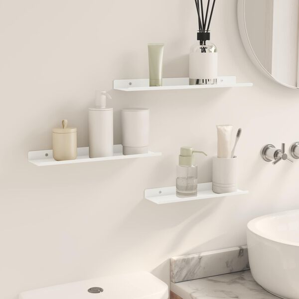 vidaXL Floating Shelf Wall-mounted 3 pcs White 40 x 9 x 2.5 cm Steel