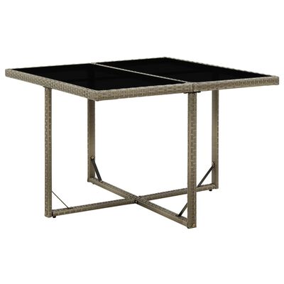 vidaXL Garden Table Grey 109x107x74 cm Poly Rattan and Glass