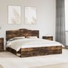 vidaXL Bed Frame Smoked Oak 180 x 200 cm Solid Pine Wood