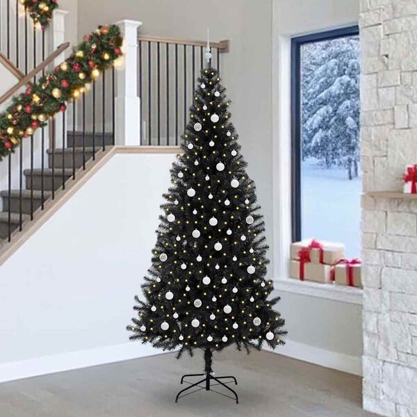 vidaXL Christmas Tree with 300 LEDs with Stand Black 240 cm PVC