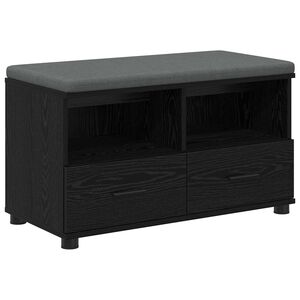 vidaXL Hall Bench with Cushion with Drawer Black Oak 80 x 38 x 46 cm