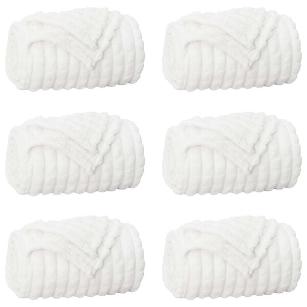 vidaXL Throw Blankets 6 pcs White 240 x 220 cm Fleece