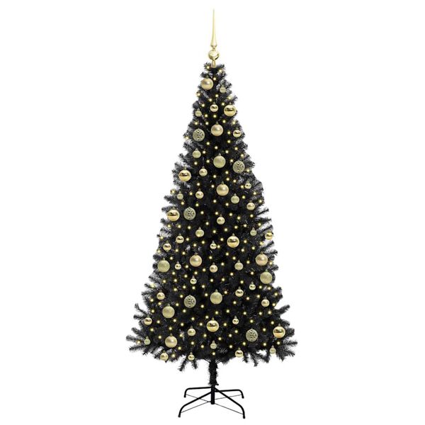 vidaXL Christmas Tree with 300 LEDs with Stand Black 210 cm PVC