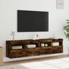 vidaXL TV Wall Cabinets with LED Lights 2 pcs Smoked Oak 80x30x40 cm
