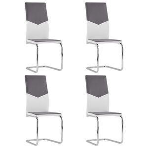 vidaXL Cantilever Dining Chairs 4 pcs Grey Faux Leather