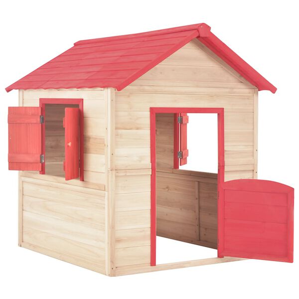 vidaXL Kids Play House Fir Wood Red