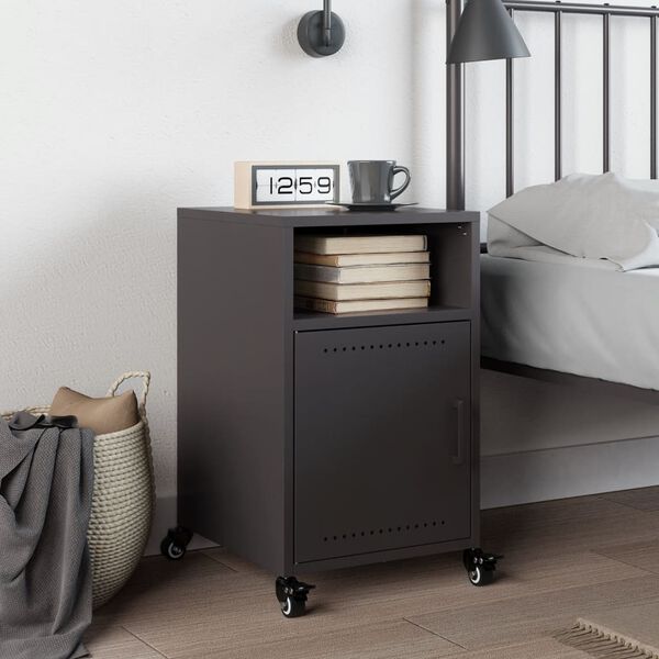vidaXL Bedside Cabinet Black 36x39x59 cm Steel