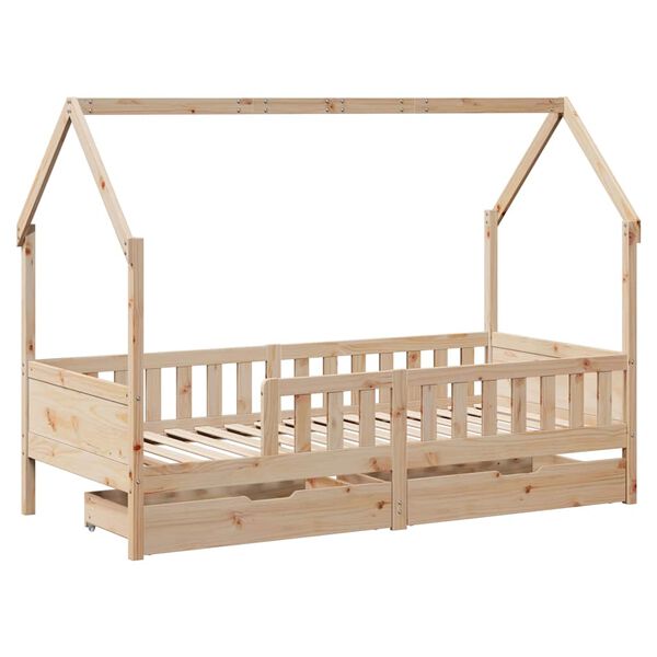 vidaXL Kids Bed Frame with Drawers without Mattress 80x200 cm Solid Wood