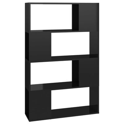 vidaXL Book Cabinet Room Divider High Gloss Black 80x24x124.5 cm