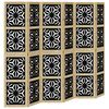 vidaXL Room Divider 6 Panels Brown and Black Solid Wood Paulownia