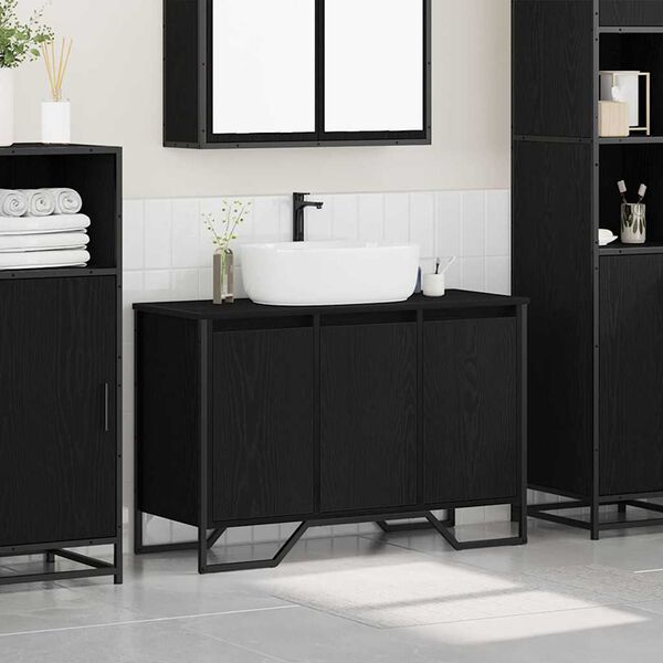 vidaXL Sink Cabinet Other Black Oak 91 x 35 x 60 cm Engineered wood
