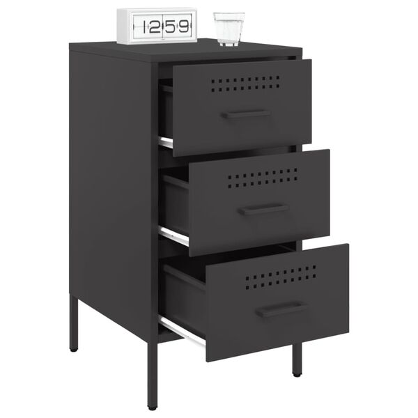 vidaXL Bedside Cabinets 2 pcs Black 36x39x68 cm Steel