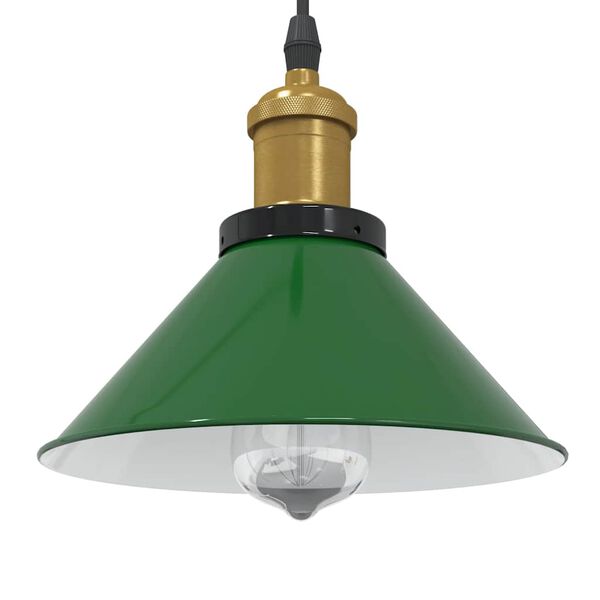 vidaXL Pendant Lamp Height Adjustable E27 Gloss Green Ø 22 cm Metal