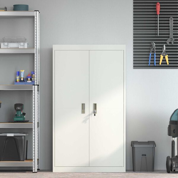 vidaXL Storage Cabinet 2 pcs White 80 x 40 x140 cm Cold-Rolled Steel