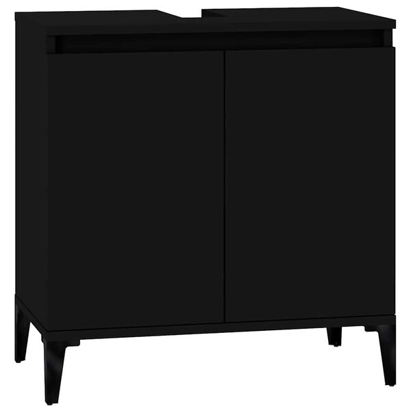 vidaXL Sink Cabinet Black 58x33x60 cm Engineered Wood