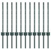 vidaXL Embedded Fence Post 11 pcs Green 100 cm Powder-Coated Steel