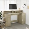 vidaXL Desk with LED Lights Sonoma Oak 140x55x91 cm Engineered Wood