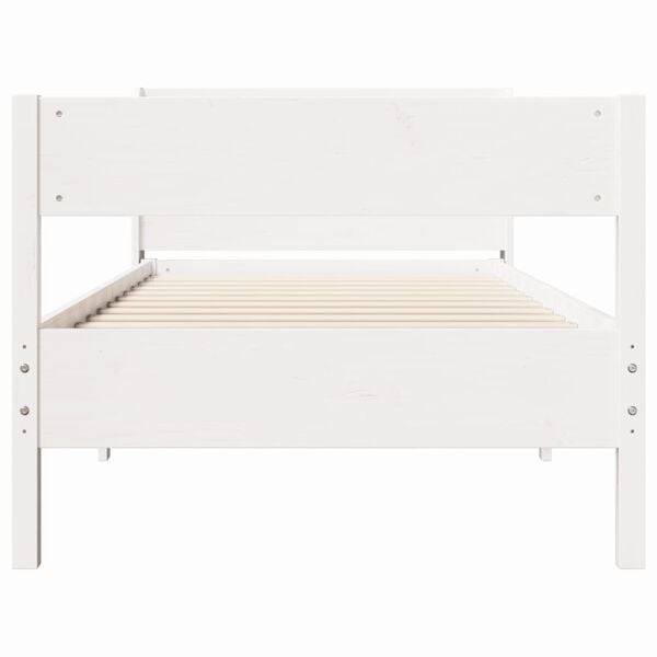 vidaXL Bed Frame without Mattress White 90x190 cm Single Solid Wood Pine