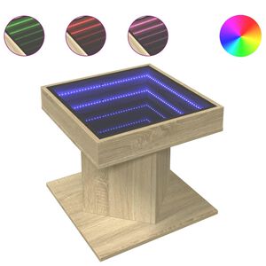 vidaXL Coffee Table with LED Sonoma Oak 50x50x45 cm Engineered Wood