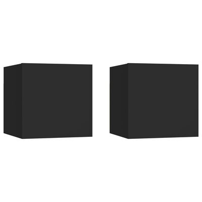 vidaXL Bedside Cabinets 2 pcs Black 30.5x30x30 cm Engineered Wood