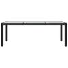 vidaXL Garden Table Black 190x90x75 cm Tempered Glass and Poly Rattan