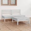 vidaXL 3 Piece Garden Lounge Set White Solid Pinewood