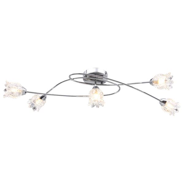 vidaXL Ceiling Lamp with Glass Flower Shades for 5 G9 Bulbs