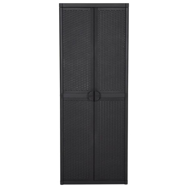vidaXL Garden Storage Cabinet Black 65x45x172 cm PP Rattan