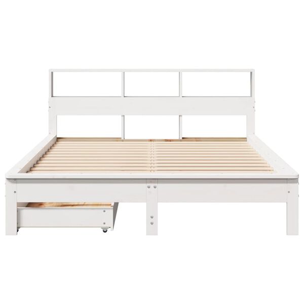 vidaXL Bookcase Bed without Mattress White 140x200 cm Solid Wood Pine