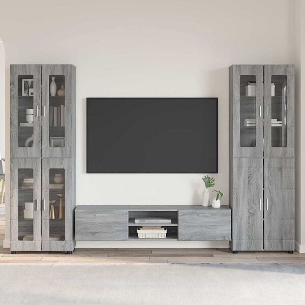 vidaXL TV Cabinet Set with Drawer FLORIN Grey Sonoma Engineered Wood