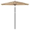 vidaXL Garden Parasol with LEDs and Steel Pole Brown 223x223x213 cm