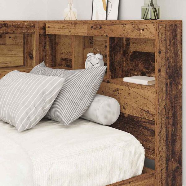 vidaXL Storage Headboard with Shelf Old Wood 90 cm Engineered Wood