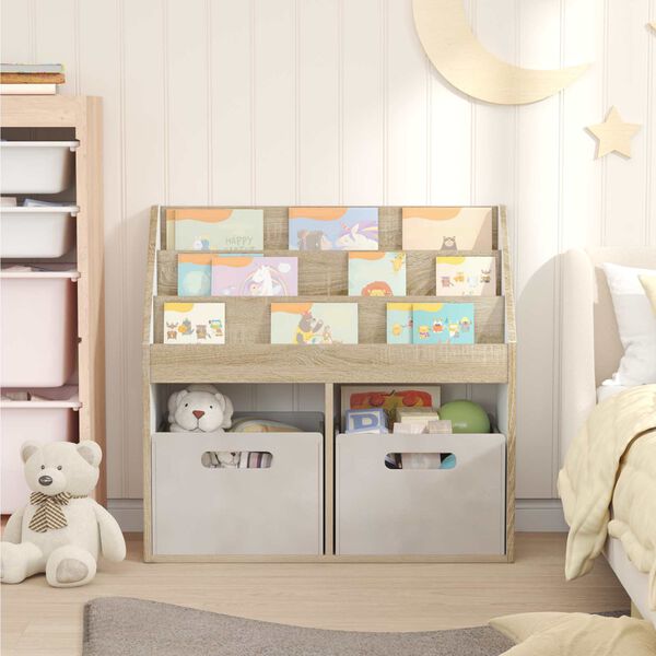vidaXL Kids Bookshelf Sonoma Oak 72.5 x 29.5 x 69 cm Engineered Wood