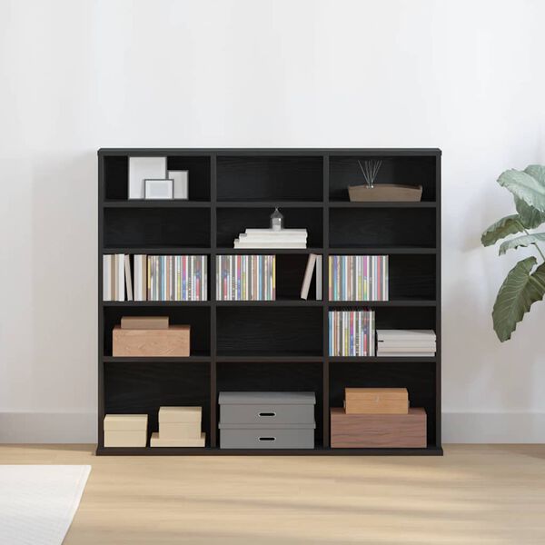 vidaXL CD Cabinet Black Oak 100x23x89.5 cm Engineered Wood